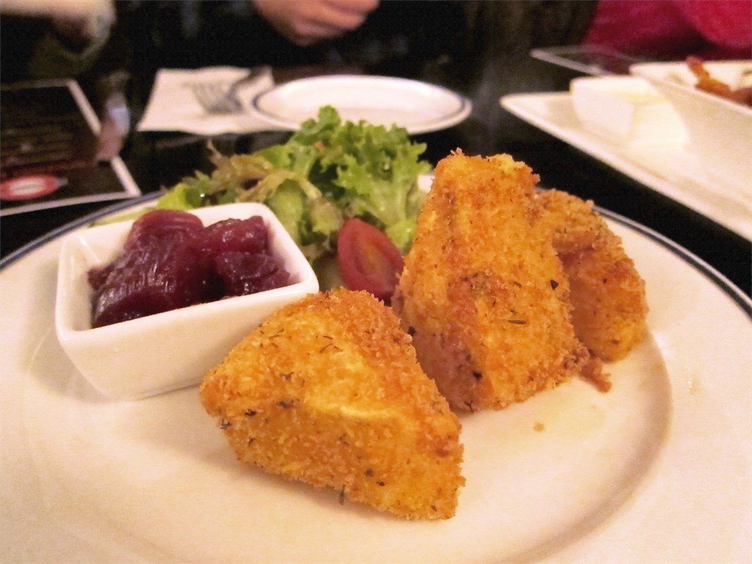 deep fried camembert with cranberry relish.