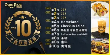 3月份好評餐廳十強