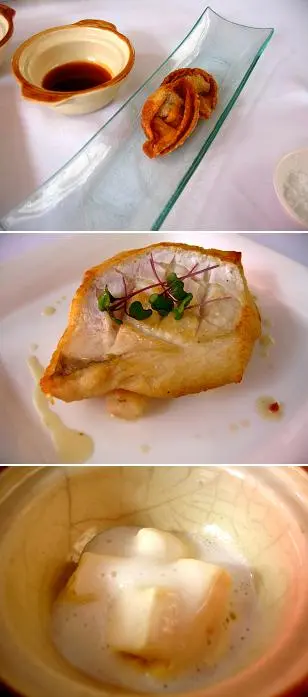 煎剝皮魚、奶泡撞薑