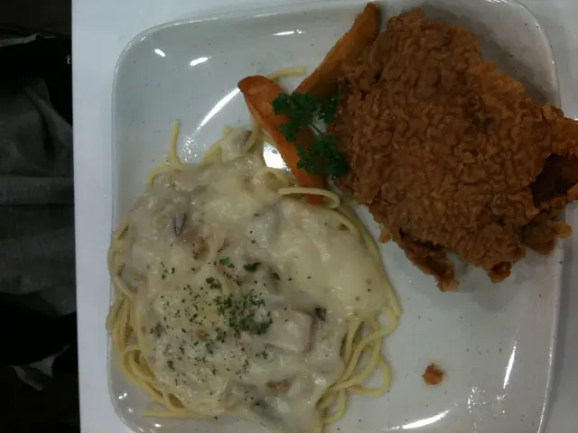 白汁鮮菌意粉+炸雞