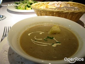Front: Mushroom soup; Back: Caesar salad - Al Dente in Tsim Sha Tsui 