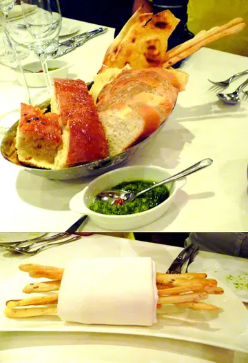 Bread Basket was ordinary; Grissini were ok