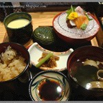 Steamed Egg, Sashimi, Okinawan Steamed Rice, Clear Soup