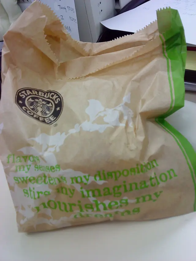 過度用力而弄皺的鬆餅紙袋