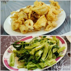 椒鹽鮮魷/蝦醬通菜 - 香港仔的香港仔魚市場海鮮餐廳
