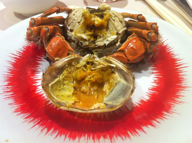 金黃色的流心蟹膏, 正!