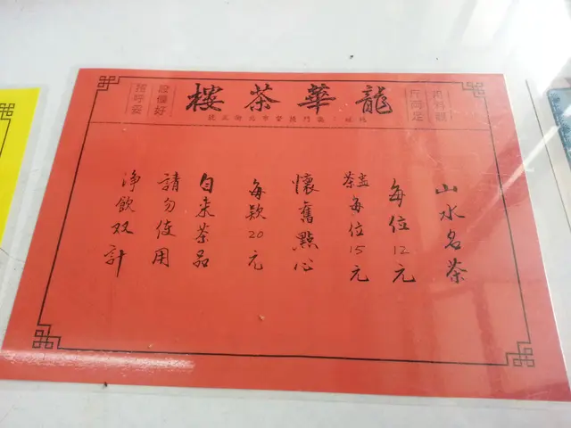 枱上列明了茶錢及點心收費