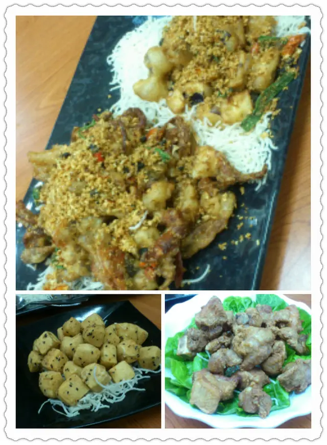 避風塘茄子拼軟軗蟹 /金磚一口豆腐 /蝦醬排骨仔