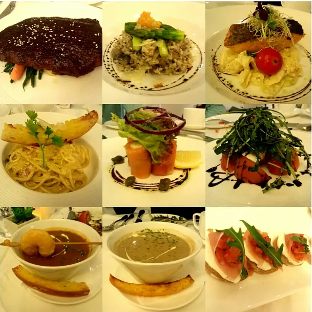 食物除左三文魚蟹肉卷比較好吃，其餘都一般，特式醬汁燒豬肋骨更是好像燒過龍，醬汁也太酸了