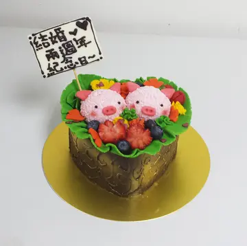 日式猪仔 心型便当 3D 立体蛋糕