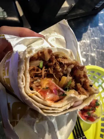 Burrito filled with pulled pork