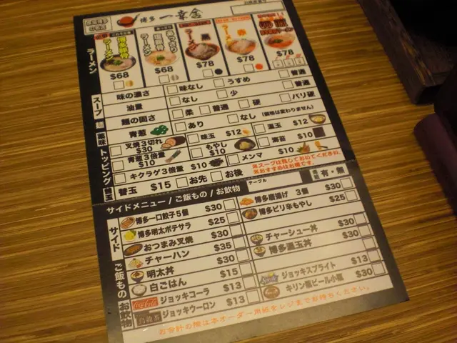 日文版點餐紙