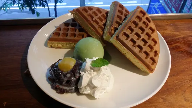 紅豆抺茶冰淇鬆餅