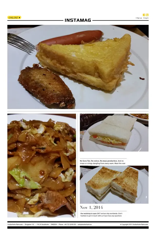 西多士腸仔雞翼，炒牛河，腿蛋治，奶醬多士