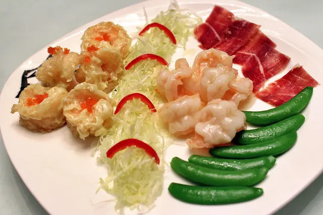 玻璃蝦球伴西班牙火腿