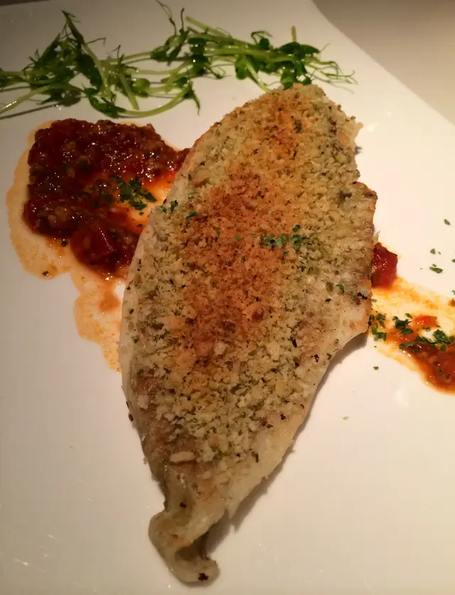 Seared Gratin Netherlands Wild Caught Plaice Fillet Provencal ''Spicy Style'', Spinach Garlic