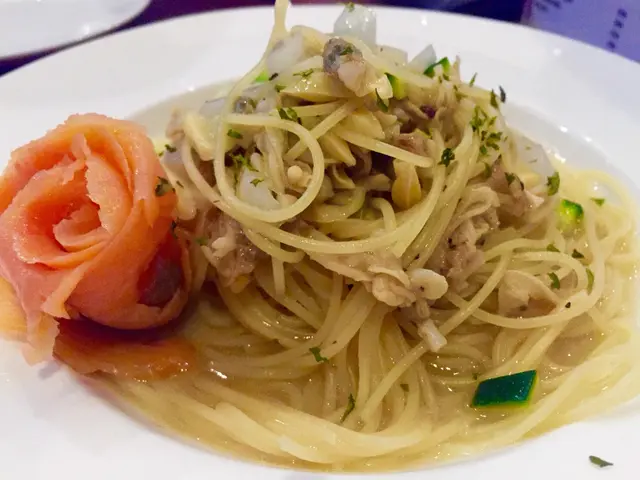 煙三文魚白酒蜆肉天使麵