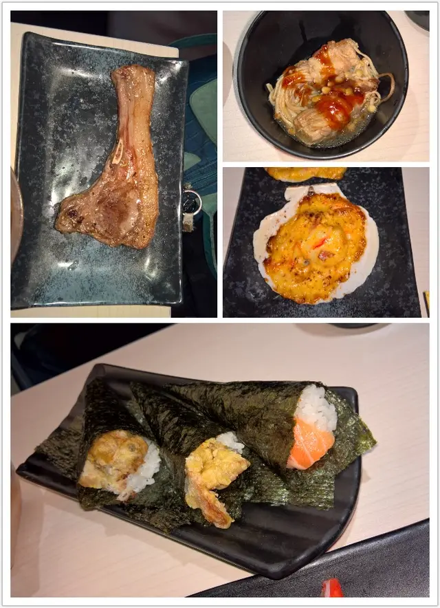 羊架, 扇貝, 金菇肥牛, 手卷