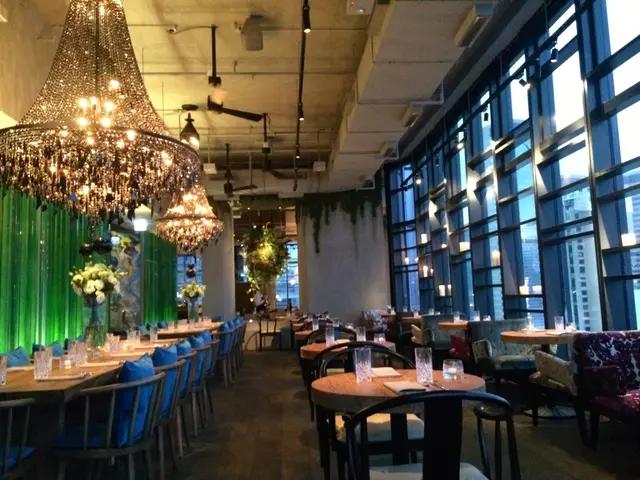 Restaurant at sunset time