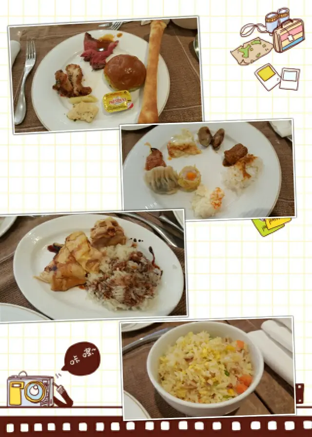 細細個的班蘭味麵包都幾好食，熱食款有豬頸肉，醬烤雞扒，蟹肉呢幾款幾好味，雞扒甜甜地， 又有海南雞飯，但d雞就腥左少少!  碗咸魚雞粒炒飯幾好食!