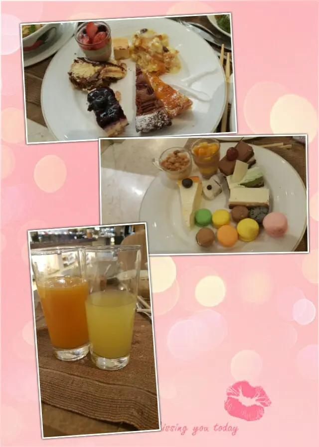 甜品蛋糕唔多款，馬卡龍細細個，都有好多唔同味道，朱古力我覺最好食，蛋糕就全味道都唔差，呢度有橙汁同柑桔檸檬任人飲，但我就覺兩種都酸左少少!