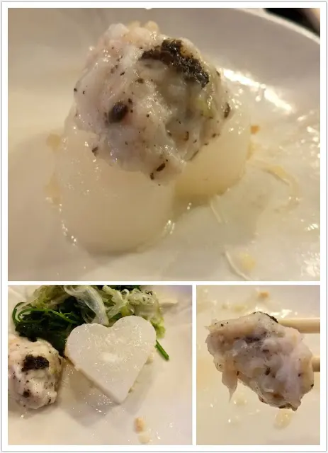 蘿蔔蒸煮時間剛好,爽滑腍身,可惜蝦膠味不能浸入蘿蔔內,所以蘿蔔味道還是清清啖啖,這味花心蘿蔔可以說是有營健康之選