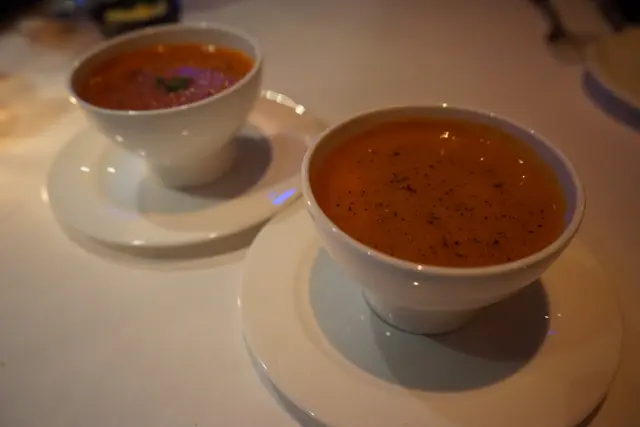 SMALL BOWL OF LOBSTER BISQUE & SMALL BOWL OF BUFFALO TOMATO SOUP