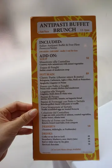 Weekend brunch menu