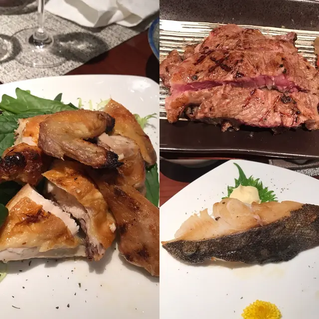 肉眼扒、銀雪魚鉄板燒、燒春雞