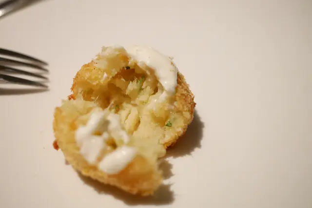 Deep fried cod fish & Iberico ham potato cake