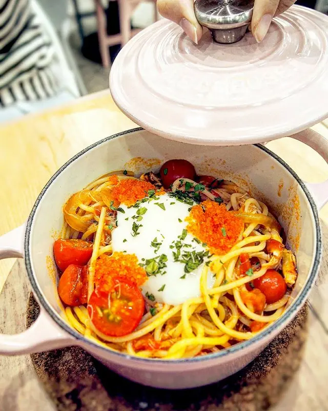 溫泉蛋蕃茄蟹肉意粉