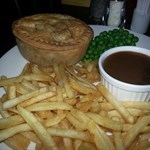 cold oil soaked fries, cold peas, cold dried out pie, congealed cold gravy - vile, zero stars