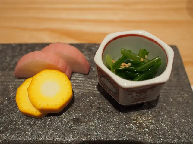 兩款漬物:黃脆玉瓜及梅醃長芋 及 菠菜