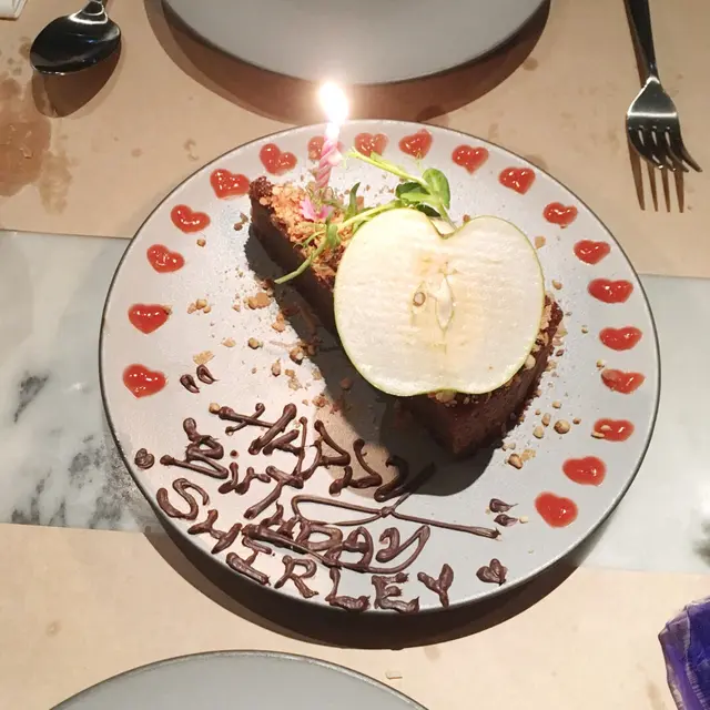 Almond Apple Cake with Cardamom Ice Cream and Sweet Salted Almonds