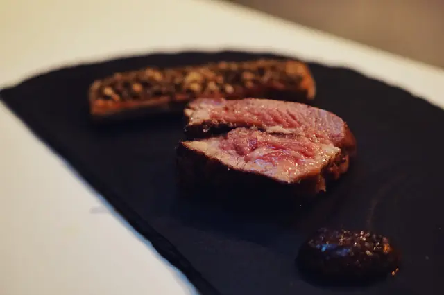 Iberico Lamb Presta, black garlic, miso glazed eggplant