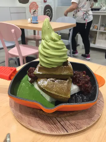 Matcha  red bean  waffles