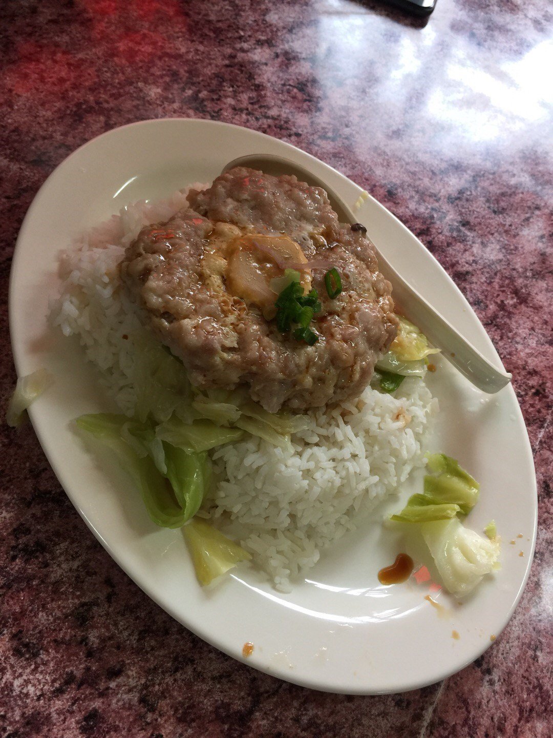 咸蛋肉饼饭