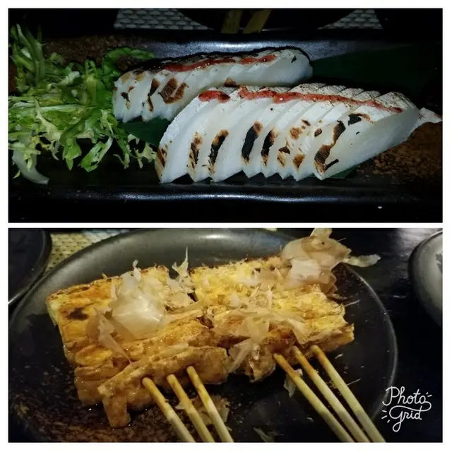 梅醬長芋 (上), 燒豆腐 (下)