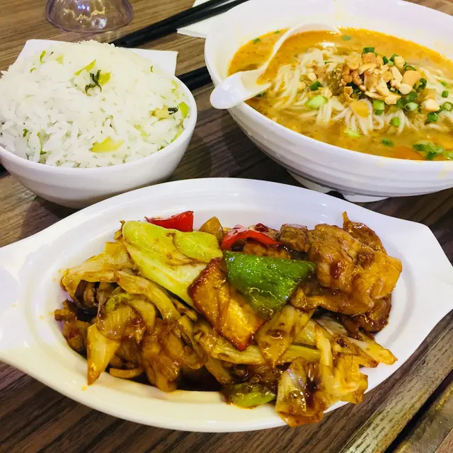 Sliced port and dan dan noodles