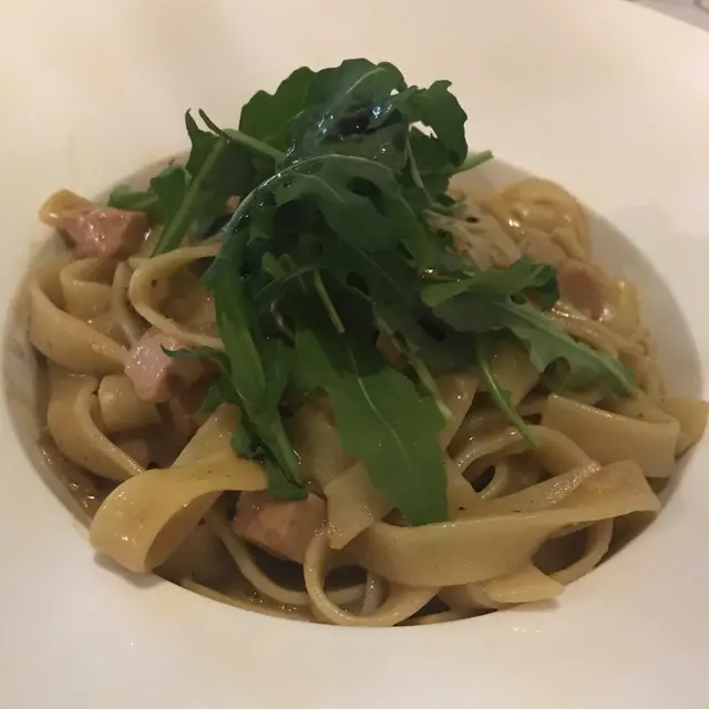  鴨肝醬野菌闊條麵配香濃忌廉汁