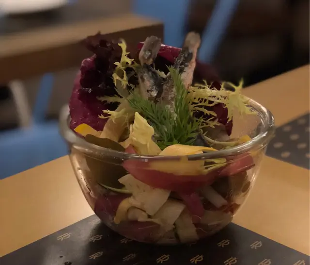 Courgette Salad, Tomato Salsa with Sardine