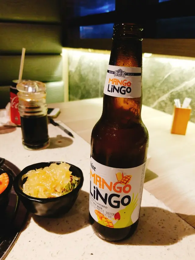 芒果味甜甜地嘅啤酒。 食燒肉飲啤酒真係唔錯嘅選擇