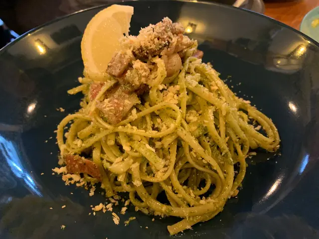 自家製羅勒醬煙肉扁意粉