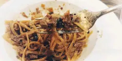Fried Dace cream sauce spaghetti