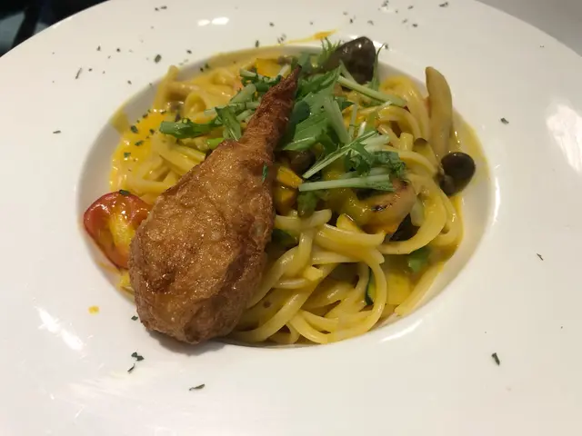 田園南瓜野菌忌廉燴肩意粉配香脆腐皮卷