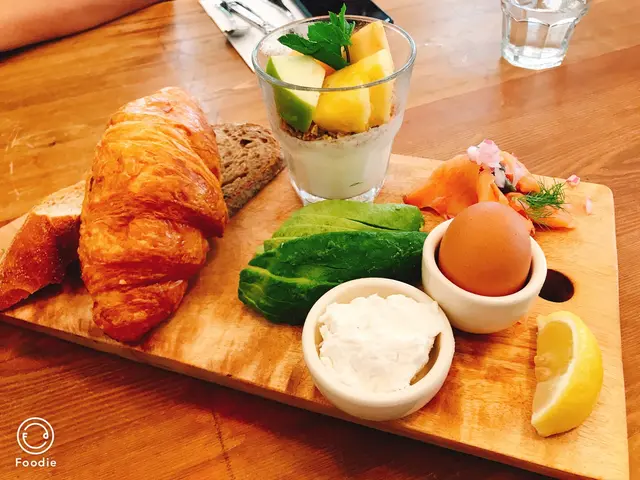The Angler $155 Croissant or pain au chocolat, Organic breads, organic soft-boiled egg, Smoked salmon, avocado, ricotta, And granola parfait with seasonal fruits with a choice of hot beverage