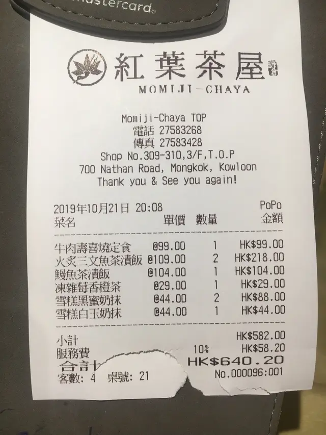 食物連飲品,人均$160