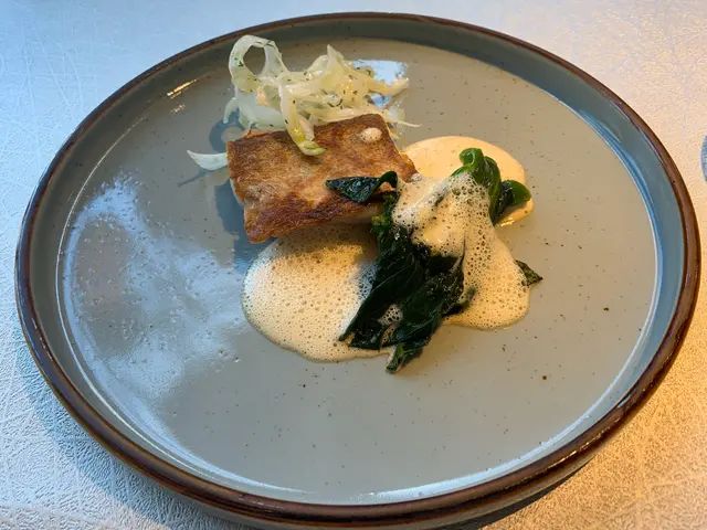 Amadai , Chinese kale, brown butter foam