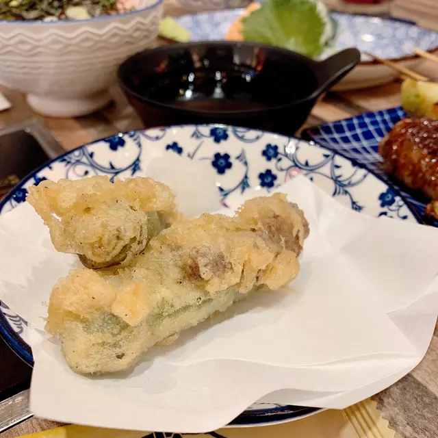 免治和牛秋葵天婦羅