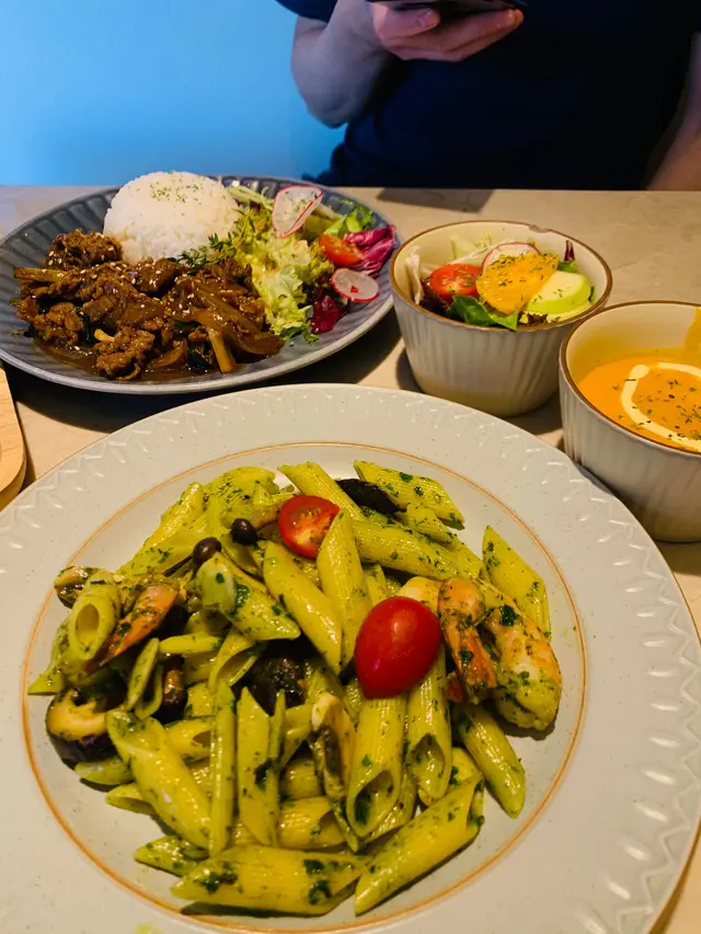 青醬大蝦長通粉